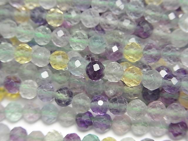 【動画】【素晴らしい輝き】マルチカラーフローライトAAA- ラウンドカット4mm 1連(約36cm)の画像