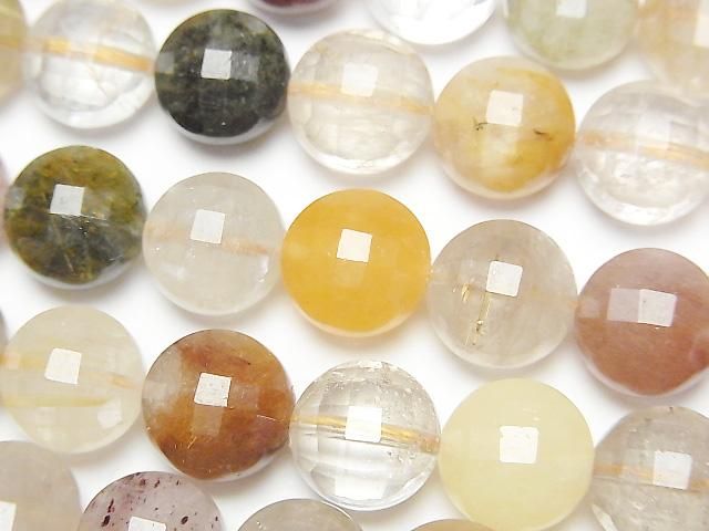 【動画】マルチカラールチルクォーツAA コインカット10×10×7mm 1連(約38cm)の画像