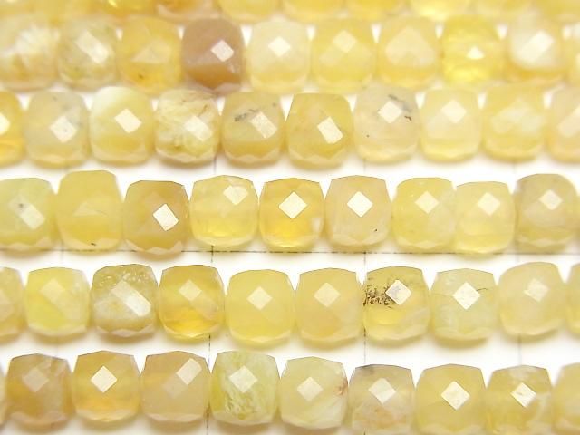 【動画】【素晴らしい輝き】イエローオパールAA キューブカット4×4×4mm 1連(約37cm) サムネイル2