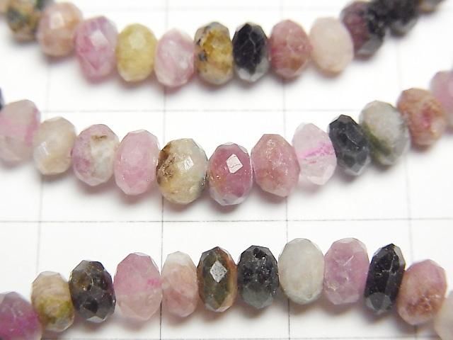 【動画】【素晴らしい輝き】マルチカラートルマリンAA+ ボタンカット5×5×3mm 1連(ブレス) サムネイル2