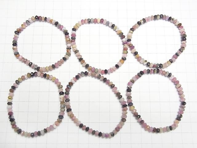 【動画】【素晴らしい輝き】マルチカラートルマリンAA+ ボタンカット5×5×3mm 1連(ブレス) サムネイル4