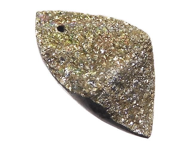 動画】【1点もの】レインボーパイライト 穴あき 1個 NO.8