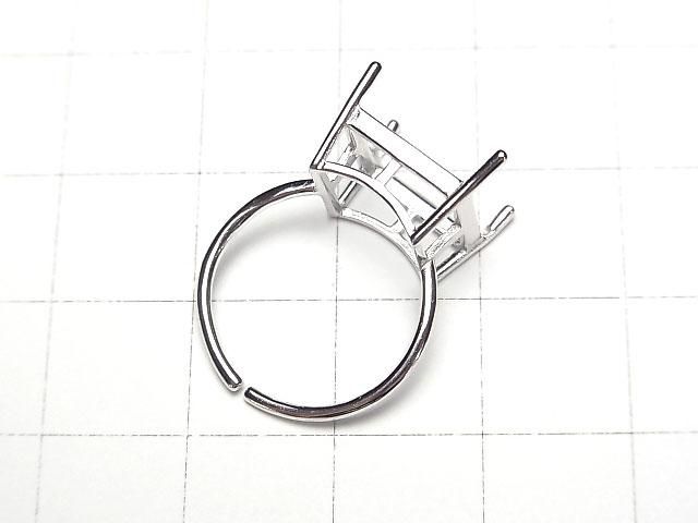 【動画】Silver925 リング空枠(爪留め)スクエアファセットカット10.5mm ロジウム フリーサイズ 1個 サムネイル3