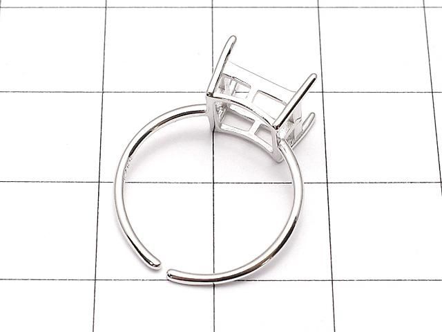 【動画】Silver925 リング空枠(爪留め)スクエアファセットカット8.3mm ロジウム フリーサイズ 1個 サムネイル3