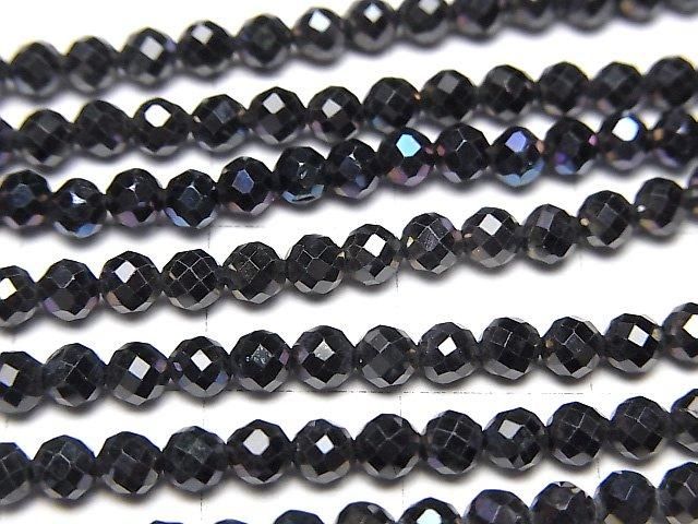 【動画】【素晴らしい輝き】ブラックスピネルAAA ラウンドカット3mm コーティング 1連(約35cm) サムネイル2