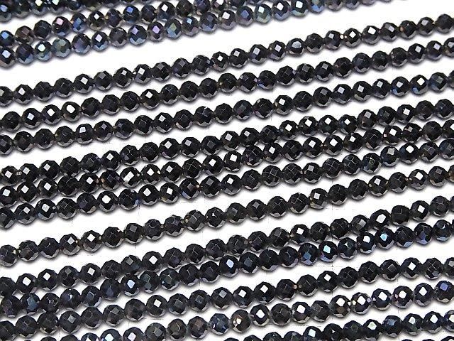 【動画】【素晴らしい輝き】ブラックスピネルAAA ラウンドカット3mm コーティング 1連(約35cm) サムネイル3