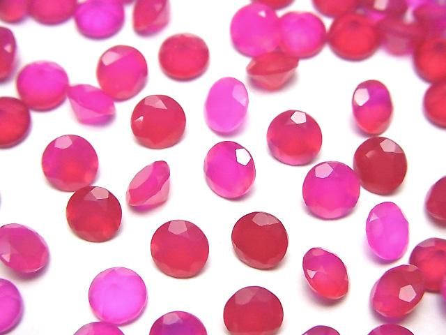 【動画】宝石質フューシャピンクカルセドニーAAA ルース ラウンドファセットカット5×5mm 10粒の画像