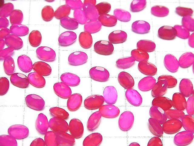 【動画】宝石質フューシャピンクカルセドニーAAA ルース オーバルファセットカット6×4mm 10粒 サムネイル3