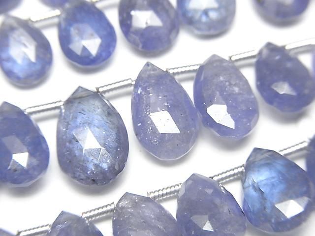 【動画】宝石質タンザナイトAA++ ペアシェイプ ブリオレットカット 半連/1連(約18cm)の画像