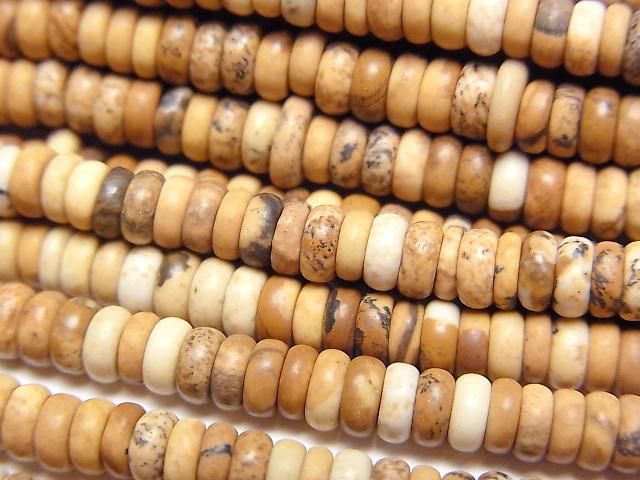 【動画】ピクチャージャスパー ロンデル(ボタン)4×4×2mm 1連(約37cm)の画像