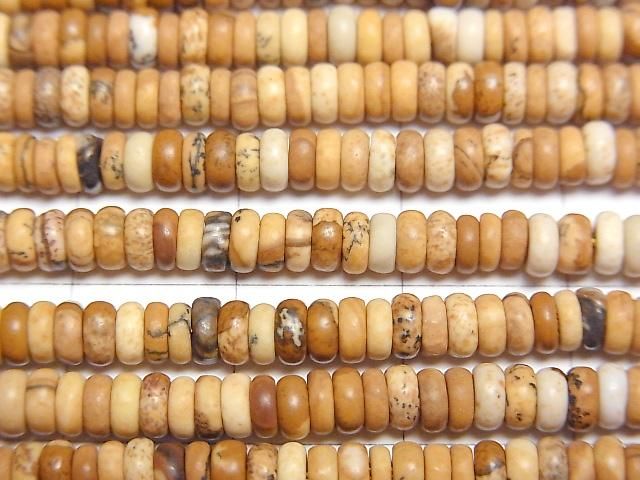 【動画】ピクチャージャスパー ロンデル(ボタン)4×4×2mm 1連(約37cm) サムネイル2