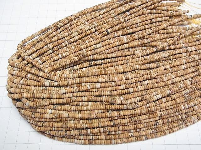 【動画】ピクチャージャスパー ロンデル(ボタン)4×4×2mm 1連(約37cm) サムネイル4