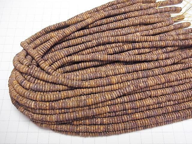 【動画】エレファントスキンジャスパー ロンデル(ボタン)6×6×2mm 1連(約37cm) サムネイル4