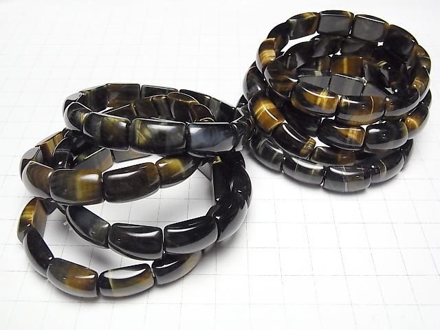 【動画】天然色グリーンタイガーアイAAA- 2つ穴レクタングル16×10×6mm 1連(バングルブレス) サムネイル4