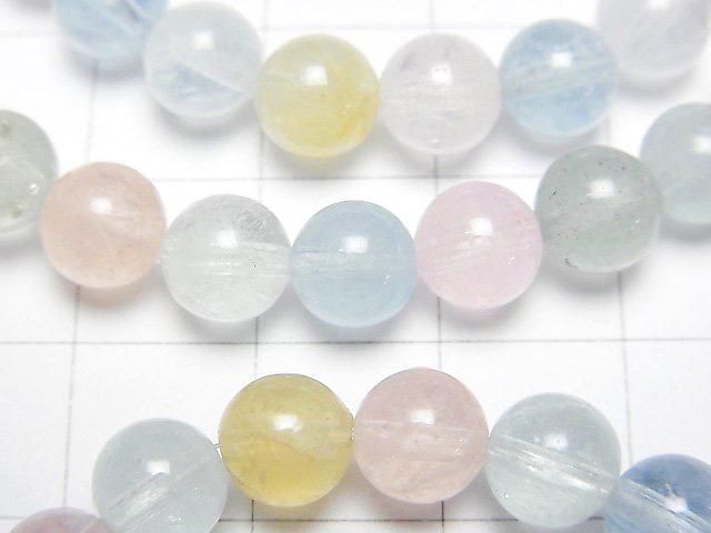 【動画】ベリルミックス(マルチカラーアクアマリン)AAA- ラウンド7~8mm 1連(ブレス) サムネイル2