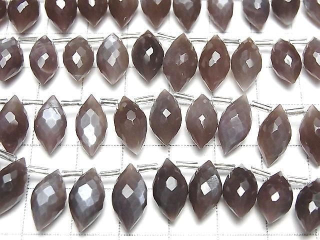 【動画】宝石質チョコレートムーンストーンAAA- マーキスライス ブリオレットカット 半連/1連(22粒) サムネイル3