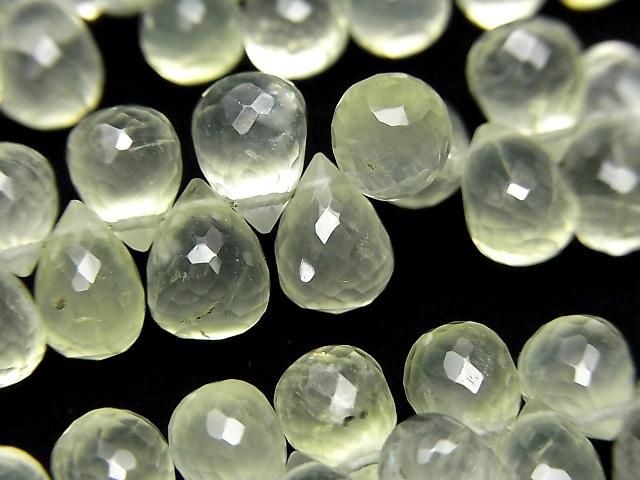 【動画】宝石質プレナイトAAA- ドロップ ブリオレットカット 半連/1連(約18cm)の画像