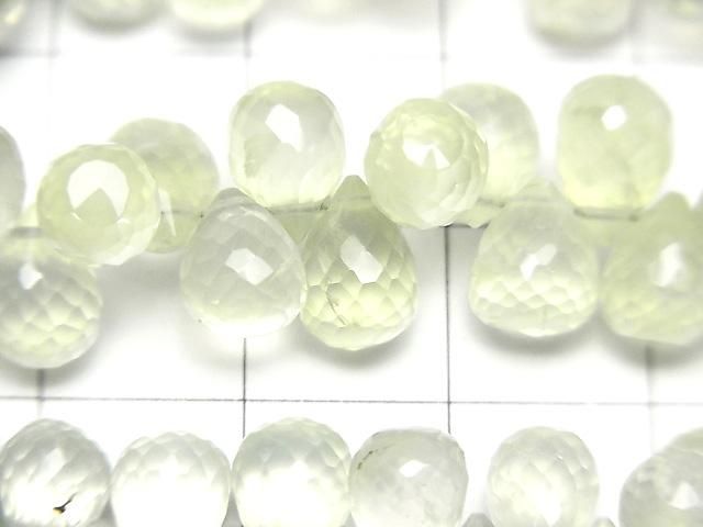 【動画】宝石質プレナイトAAA- ドロップ ブリオレットカット 半連/1連(約18cm) サムネイル2