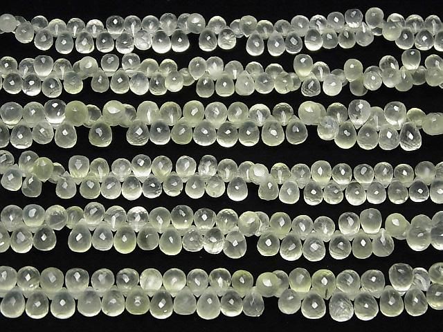 【動画】宝石質プレナイトAAA- ドロップ ブリオレットカット 半連/1連(約18cm) サムネイル4