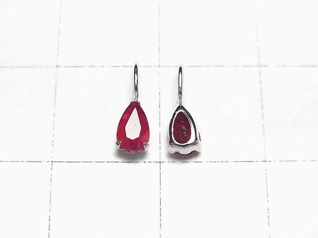 【動画】【日本製】ロンギド産宝石質ルビーAAA ペアシェイプファセットカット5×3mm ペンダントトップ 【K10 White Gold】 1個 サムネイル2
