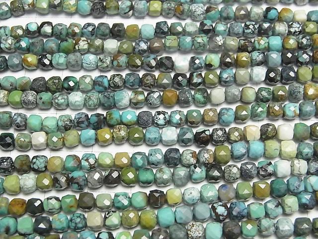 【動画】【素晴らしい輝き】ターコイズAA キューブカット4×4×4mm 半連/1連(約36cm) サムネイル3