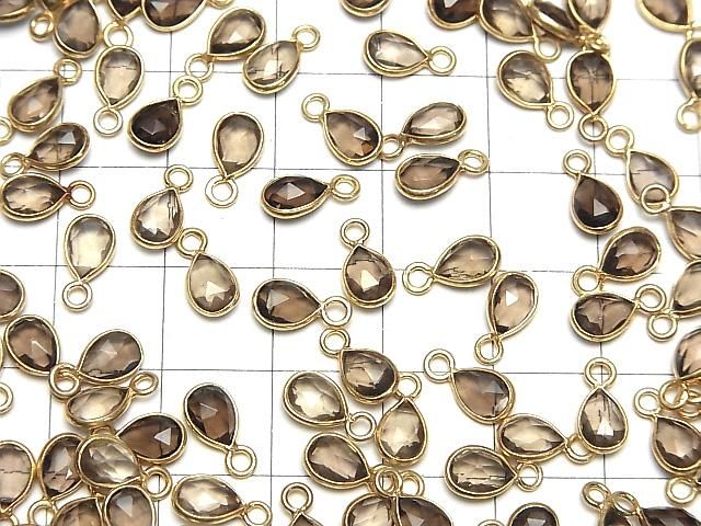 【動画】宝石質スモーキークォーツAAA- 枠留めペアシェイプ7×5mm ローズカット 18KGP 4個 サムネイル4