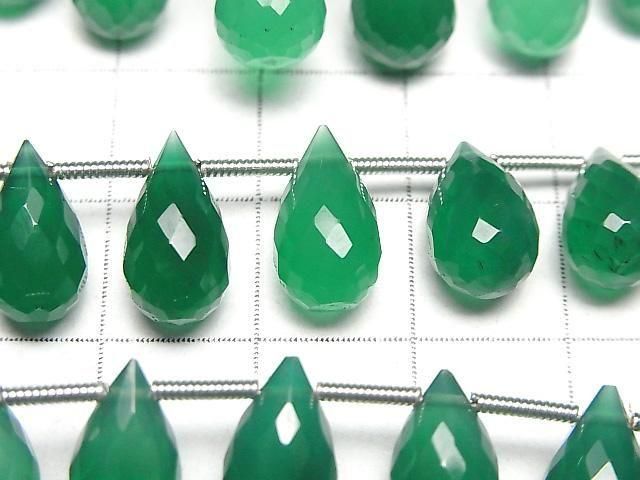 【動画】宝石質グリーンオニキスAAA ドロップ ブリオレットカット 半連/1連(18粒) サムネイル2