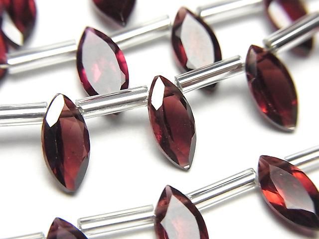 【動画】宝石質ピンクガーネットAAA マーキスファセットカット10×5mm 1連(8粒)の画像