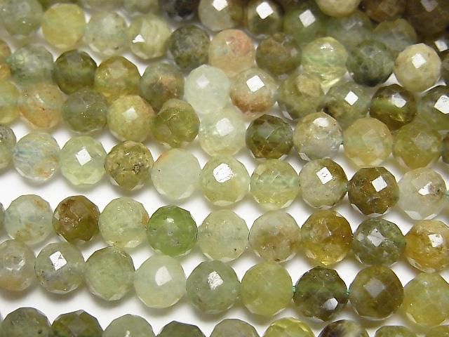 【動画】【素晴らしい輝き】グロッシュラーガーネットAA 64面ラウンドカット6mm 1連(約37cm)の画像