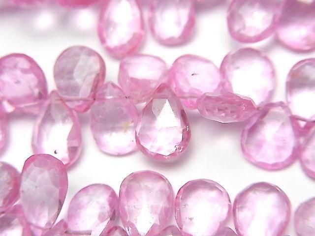 【動画】宝石質ピンクトパーズAA++ ペアシェイプ ブリオレットカット 半連/1連(約18cm)の画像