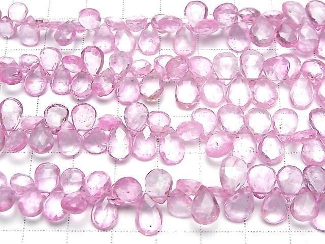 【動画】宝石質ピンクトパーズAA++ ペアシェイプ ブリオレットカット 半連/1連(約18cm) サムネイル3