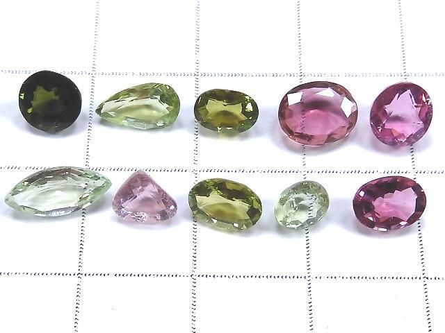 【動画】【1点もの】宝石質マルチカラートルマリンAAA ルース ファセットカット 10粒セット NO.3 サムネイル2