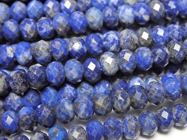 【動画】【素晴らしい輝き】ラピスラズリAA+ ボタンカット6×6×4mm 1連(約37cm)の画像