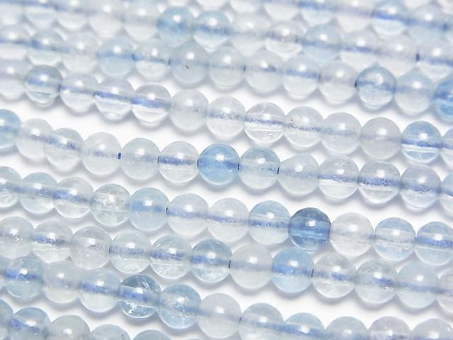 【動画】アクアマリンAA+ ラウンド4mm 1連(約37cm)の画像