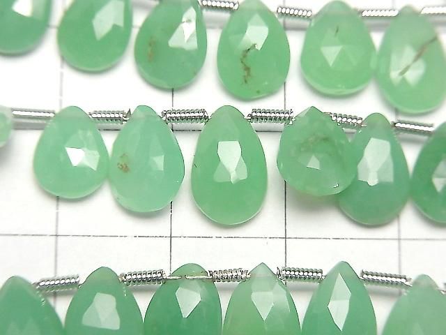 【動画】クリソプレーズAA++ ペアシェイプ ブリオレットカット 1連(約18cm) サムネイル2