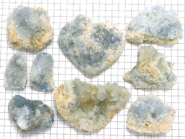 【動画】【1点もの】マダガスカル産セレスタイト クラスター 9個セット NO.3 サムネイル2
