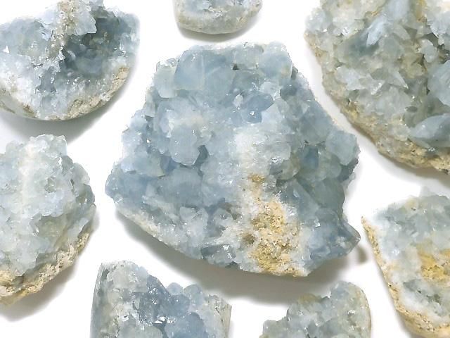 【動画】【1点もの】マダガスカル産セレスタイト クラスター 8個セット NO.6の画像