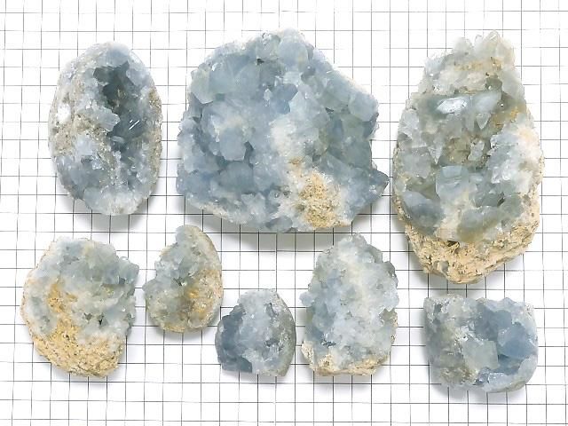【動画】【1点もの】マダガスカル産セレスタイト クラスター 8個セット NO.6 サムネイル2