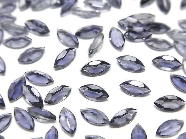 【動画】宝石質アイオライトAAA ルース マーキスファセットカット6×3mm 10粒の画像