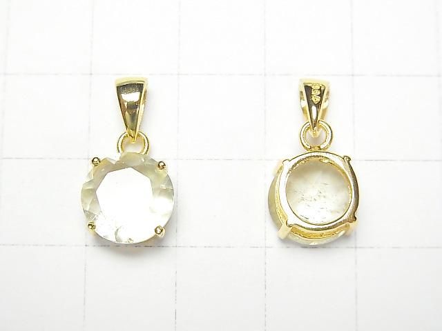 【動画】リビアングラス ラウンドファセットカット ペンダントトップ10×10mm 18KGP製 1個 サムネイル2