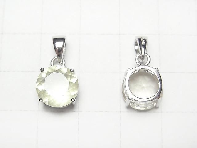【動画】リビアングラス ラウンドファセットカット ペンダントトップ10×10mm SILVER925製 1個 サムネイル2
