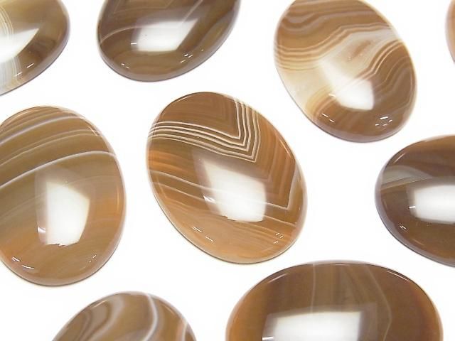 【動画】ブラウンストライプアゲートAAA オーバル カボション30×22mm 2個の画像