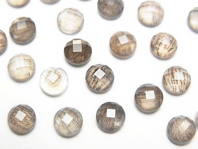 ムーンストーン×クリスタル ラウンド カボションカット6×6mm 3個