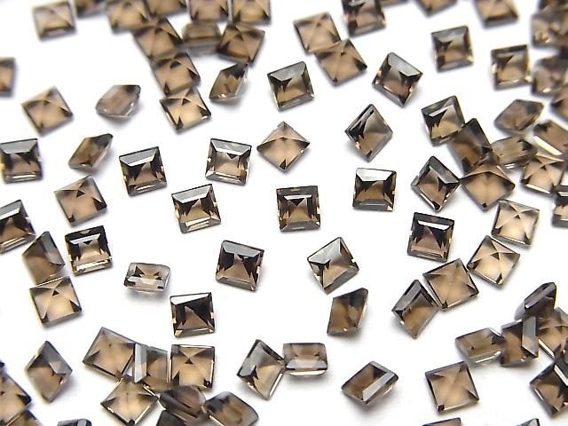 【動画】宝石質スモーキークォーツAAA ルース スクエアファセットカット3×3mm 10粒の画像