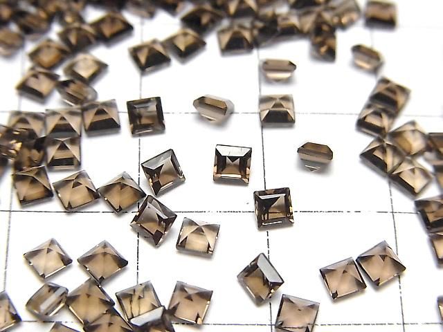 【動画】宝石質スモーキークォーツAAA ルース スクエアファセットカット3×3mm 10粒 サムネイル2