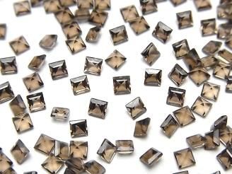【動画】宝石質スモーキークォーツAAA ルース スクエアファセットカット3×3mm 10粒