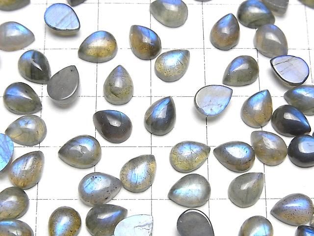 【動画】ブルーラブラドライトAA++ ペアシェイプ カボション8×6mm 5個 サムネイル4