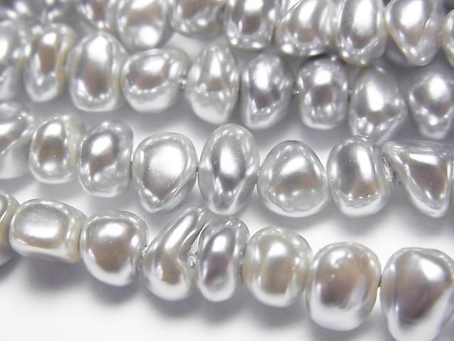 【動画】貝パール シルバー ポテト~バロック6~7mm 1連(約38cm)の画像