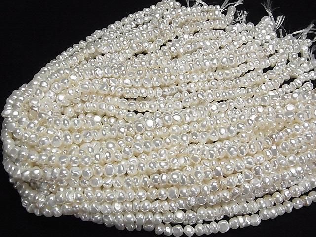 【動画】貝パール ホワイト ポテト~バロック6~7mm 1連(約38cm) サムネイル4