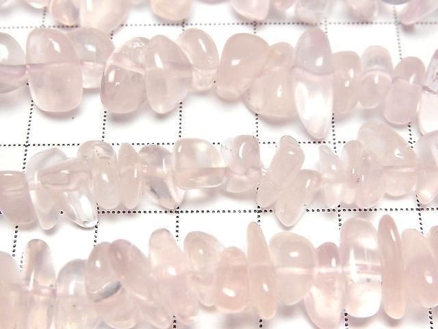 【動画】マダガスカル産ローズクォーツAAA- ミニタンブル(チップ) 1連(約38cm) サムネイル2